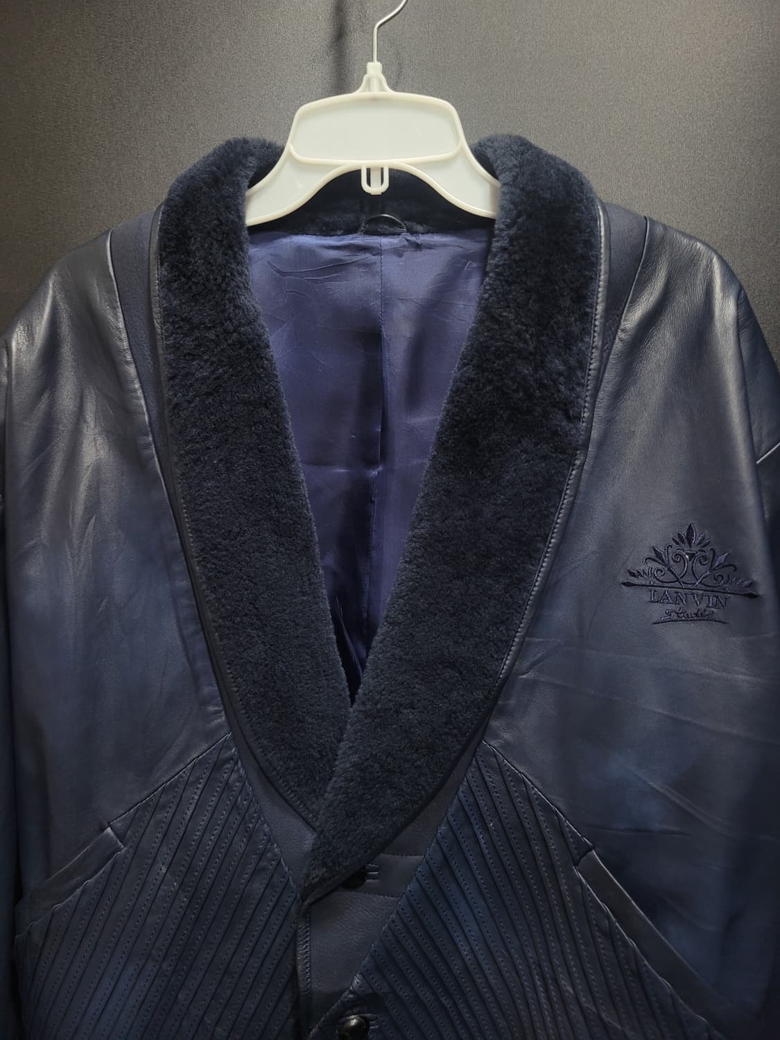 LANVIN STUDIO 80s 아카이브 빈티지 숄카라 블루종 레더 자켓 상품이미지2