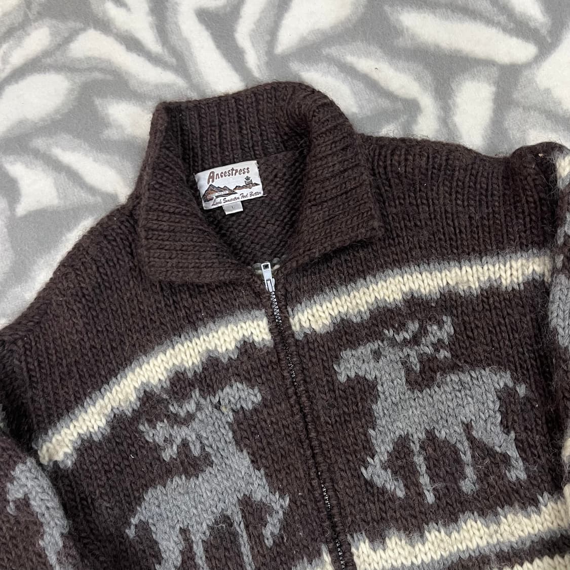 [JPN] 빈티지 울100% 코위찬 집업 가디건 상품이미지2