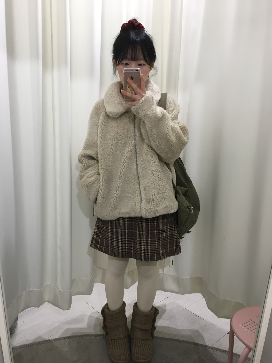 오버핏 뽀글이 퍼 카라 자켓 점퍼 상품이미지4