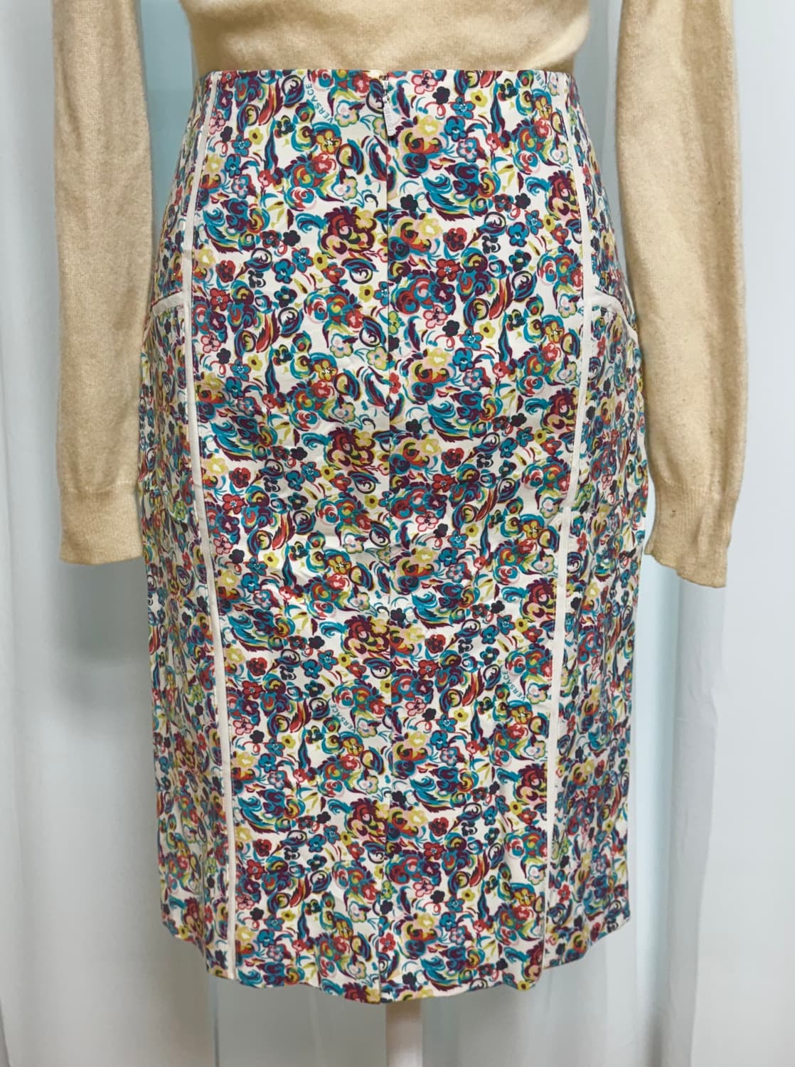 지아니 베르사체 플라워패턴 미디 스커트 42 상품이미지3