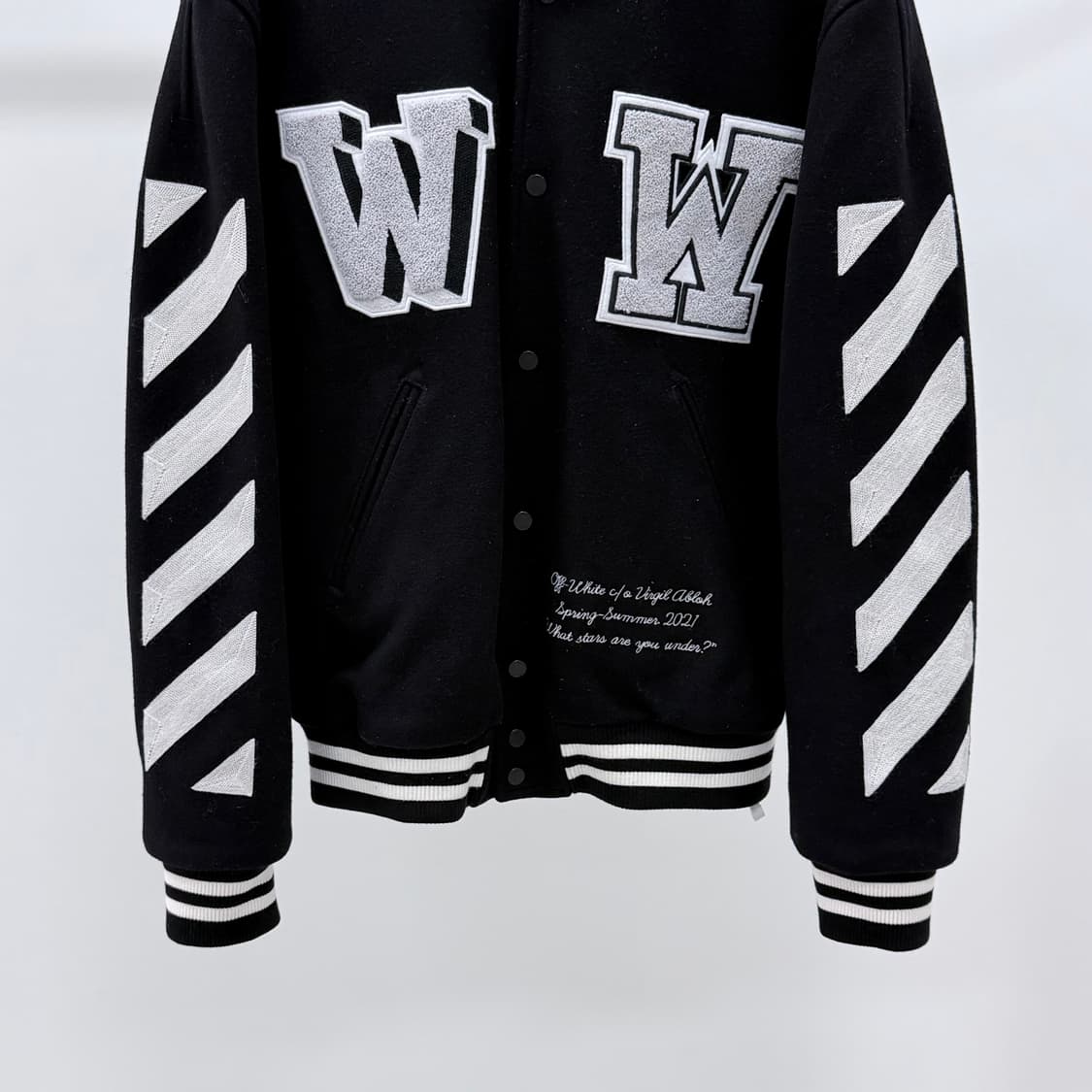 [S급/2XL] 오프화이트 바시티 봄버 자켓 블랙 상품이미지4