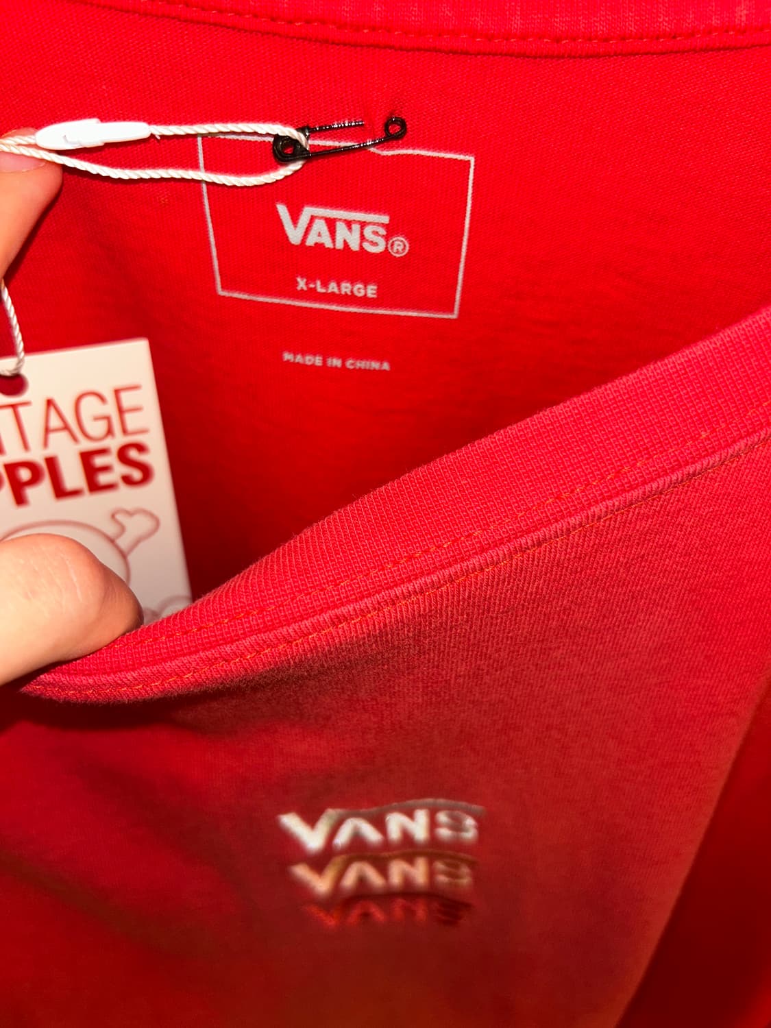 반스(VANS) 3단 로고 레드 반팔 티셔츠 상품이미지4
