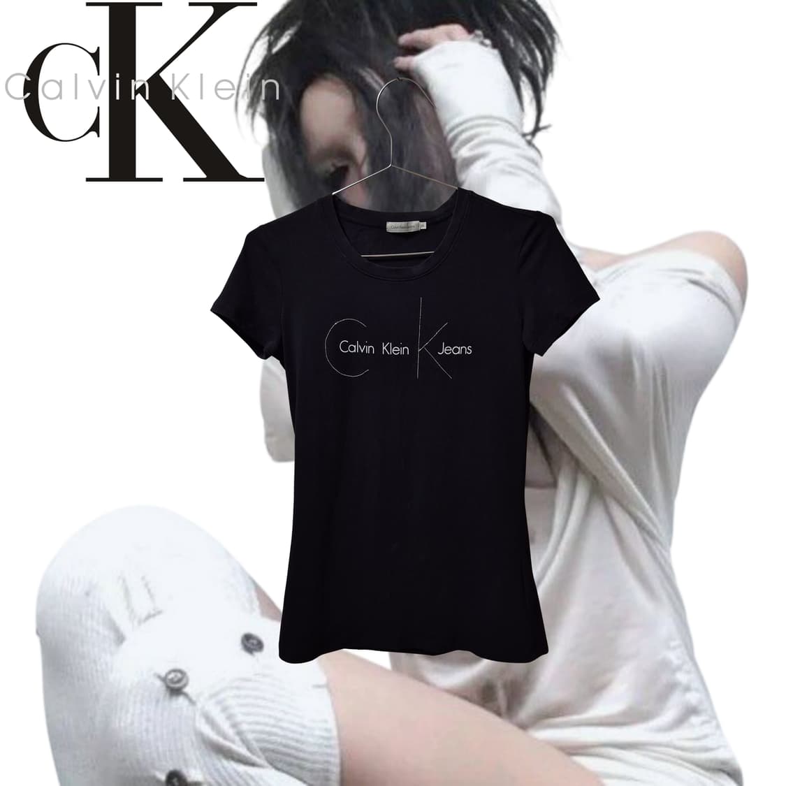 Calvin Klein Black Crystal logo top 상품이미지1