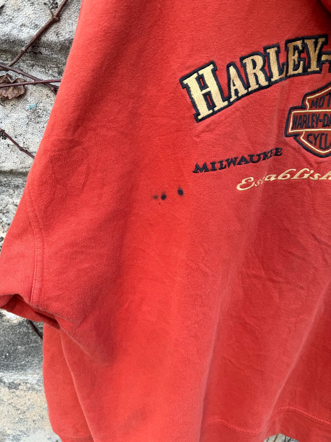 할리데이비슨 빈티지 자수로고 후드 집업 후디 오렌지 빅사이즈 상품이미지5