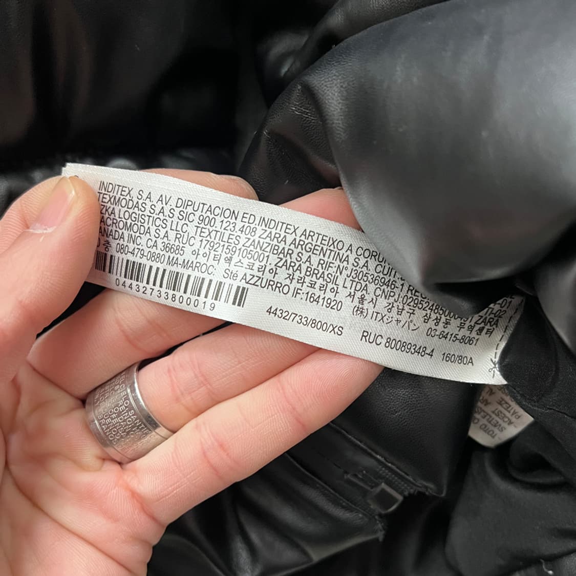 ZARA 자라 레더 숏 크롭 패딩 XS 상품이미지4