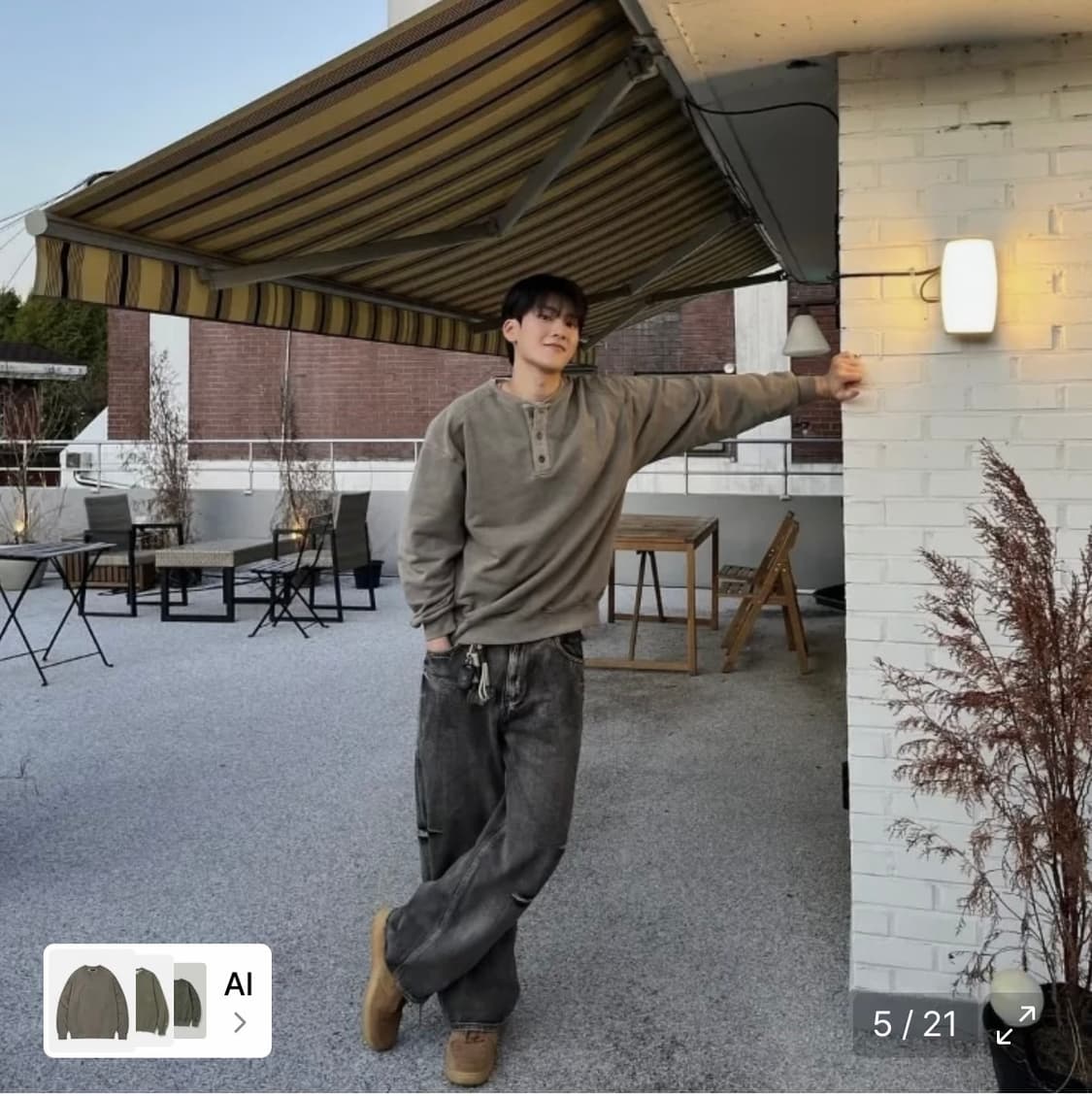 카네이테이 VINTAGE WASHED HENLEY SWEATSHIRT 상품이미지2