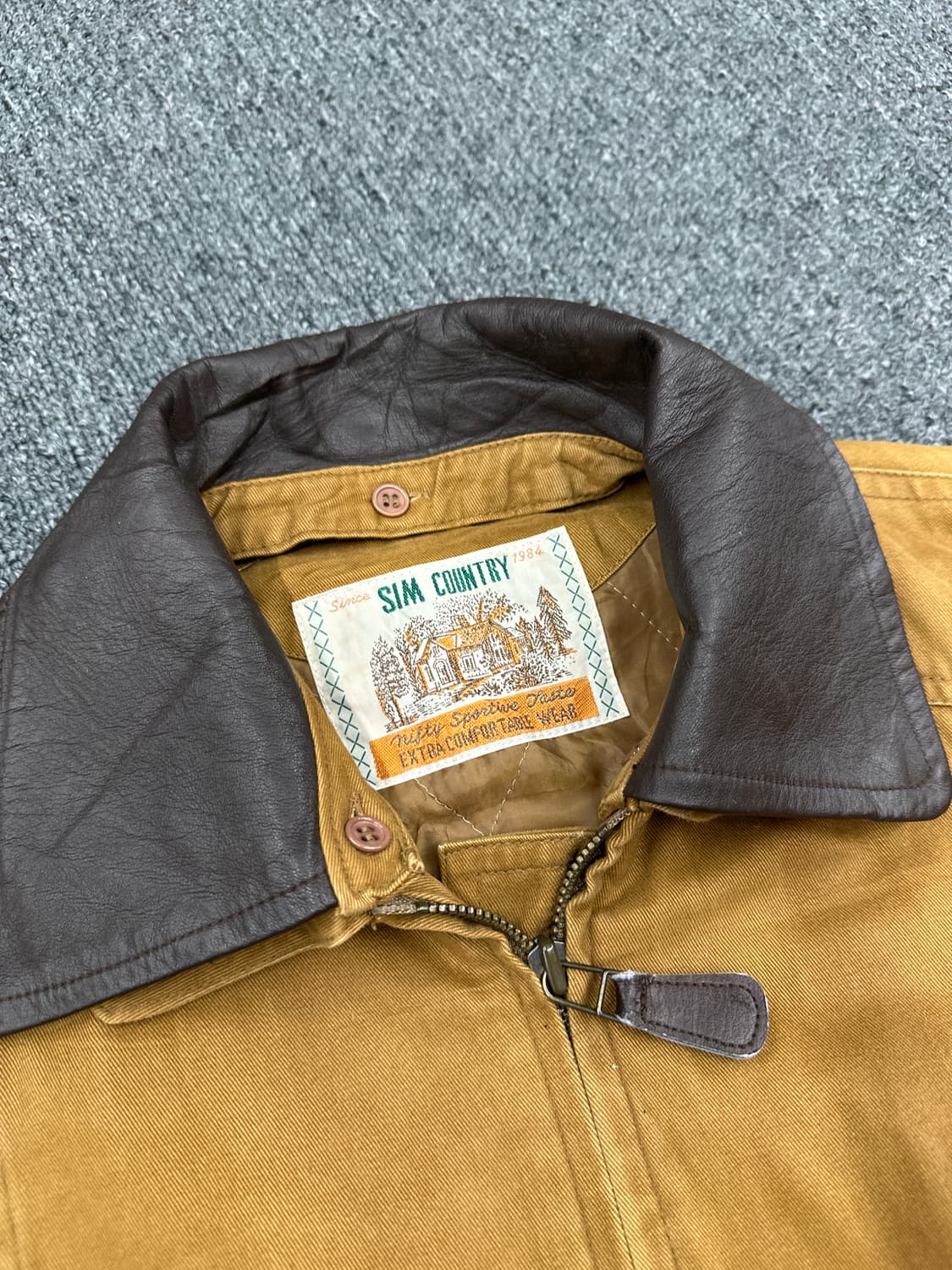 재패니즈 빈티지 SIM COUNTRY 레더 넥 초어자켓 집업 상품이미지5