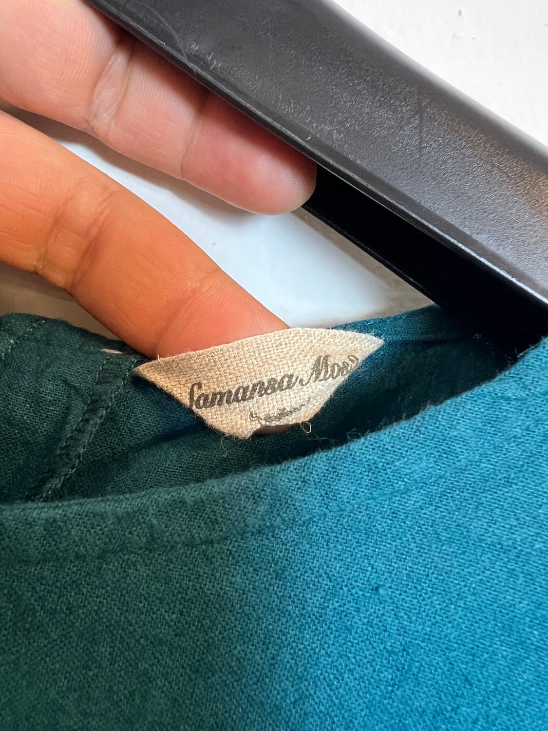 T092 SAMANSA MOS2 딥그린 스캘럽 레이스 슬리브 블라우스 F 상품이미지3