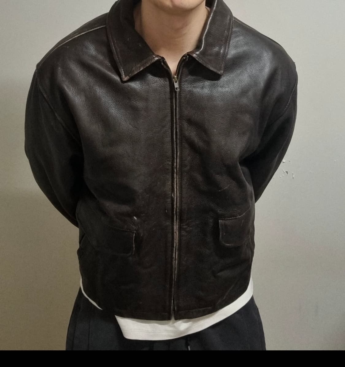 올드갭 레더 브라운 레더 자켓L 상품이미지4