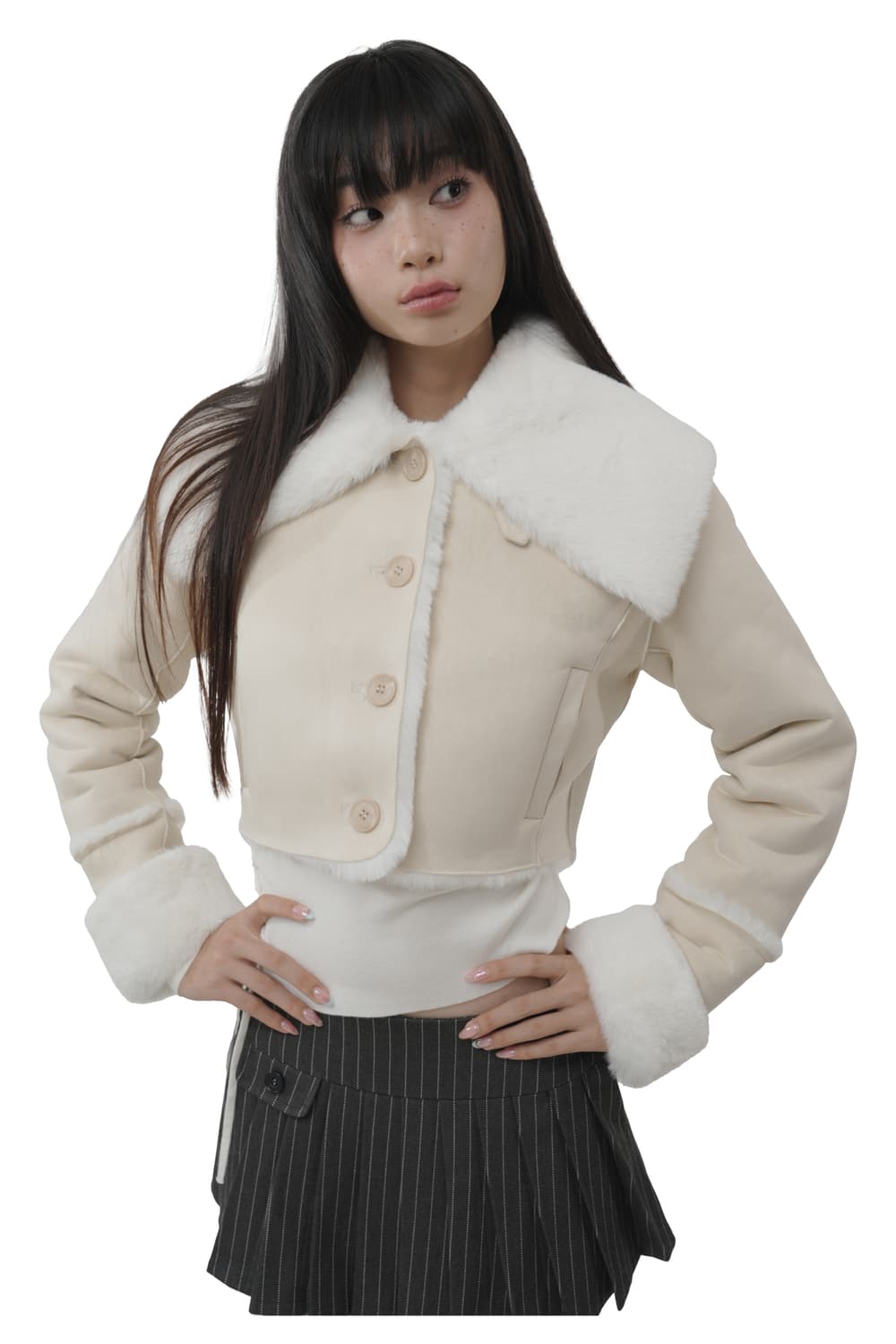 클리시어 크럼블 폭스 시어링 무스탕/베이지/새상품 택O/무료배송 상품이미지3