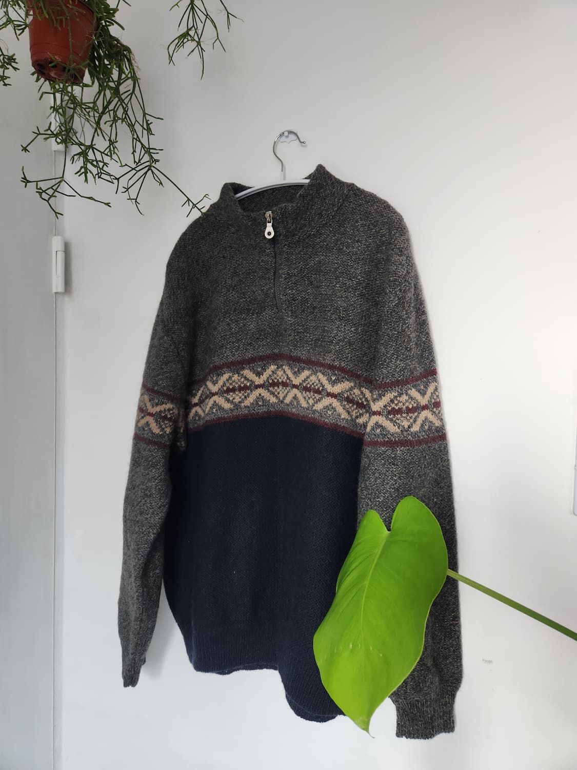 80s 랜즈엔드 노르딕 쿼터 집업 니트(USAmade) 상품이미지1