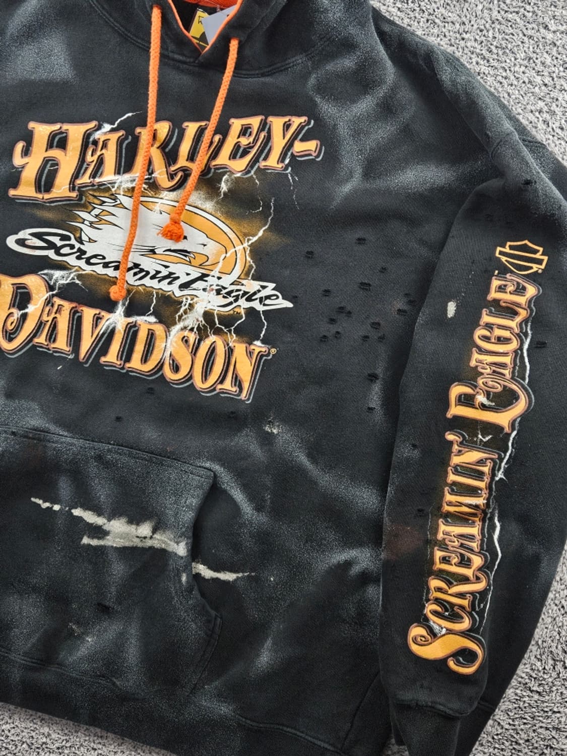 할리데이비슨 디스트레스드 다잉 커스텀 후드티 (2XL추정) / 10996 상품이미지7