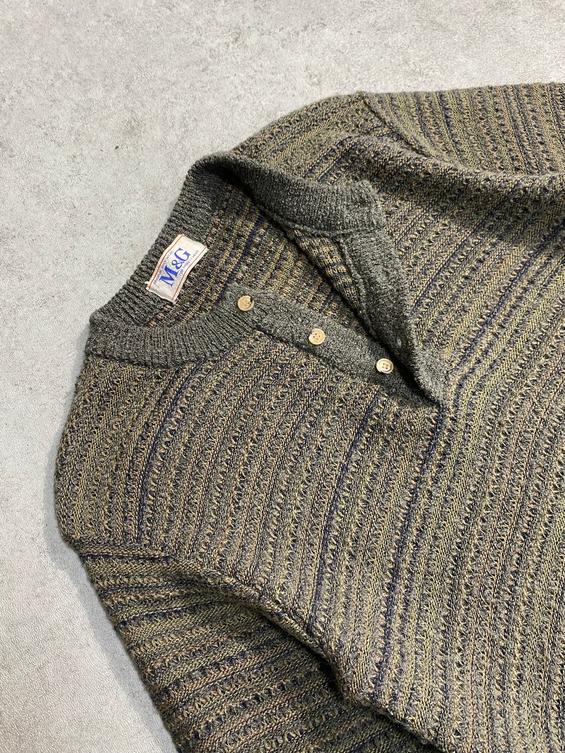 [M] 90s M&G 재팬 메이드 에스닉 헨리넥 울 니트 상품이미지5