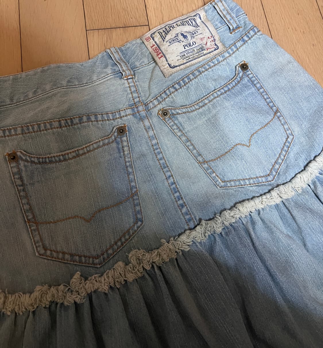폴로 랄프로렌 빈티지 데님 캉캉 롱스커트 청치마 상품이미지1