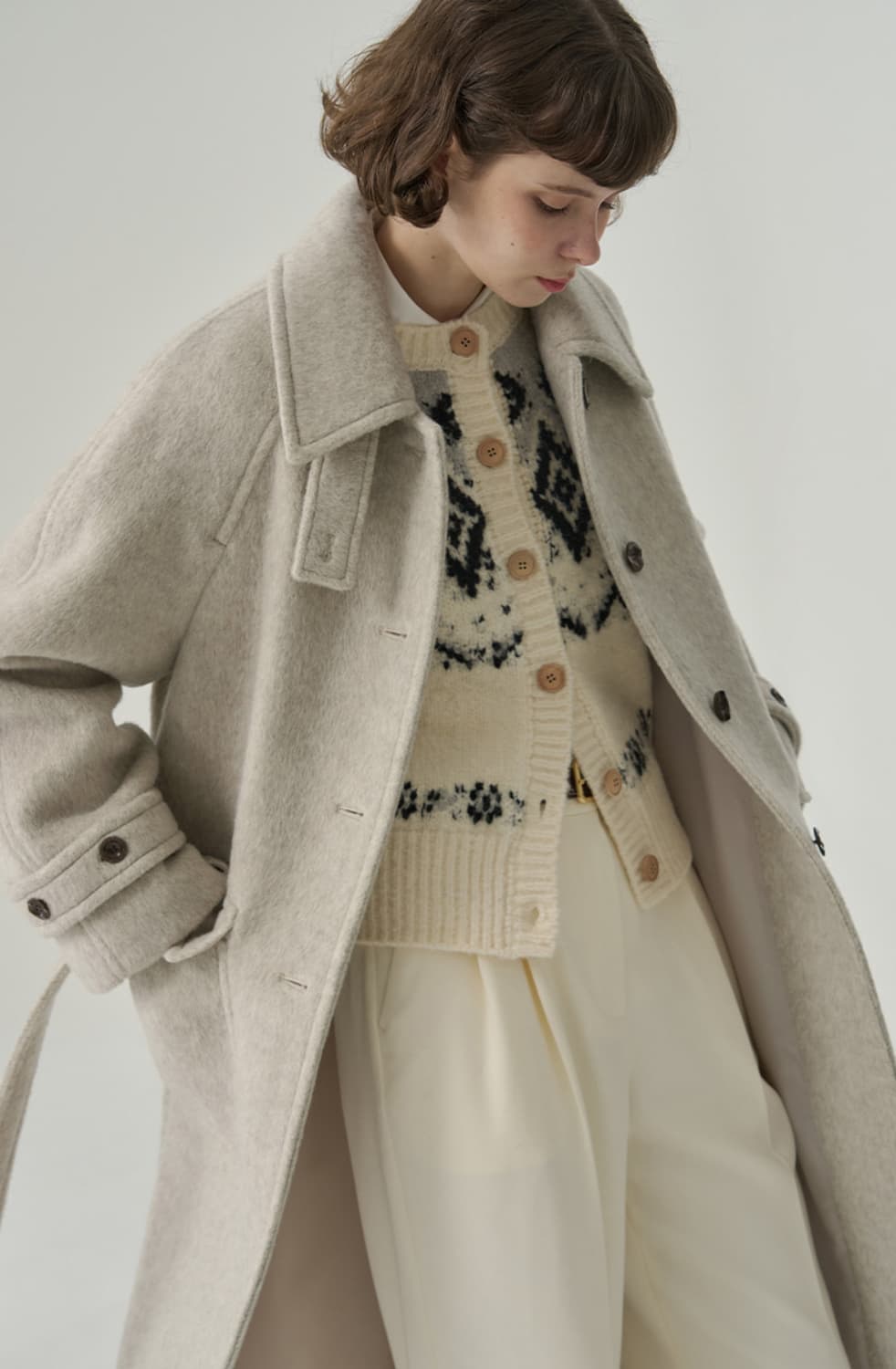 드로우핏우먼 래빗 앙고라 울 발마칸 롱 코트 오트밀 상품이미지2