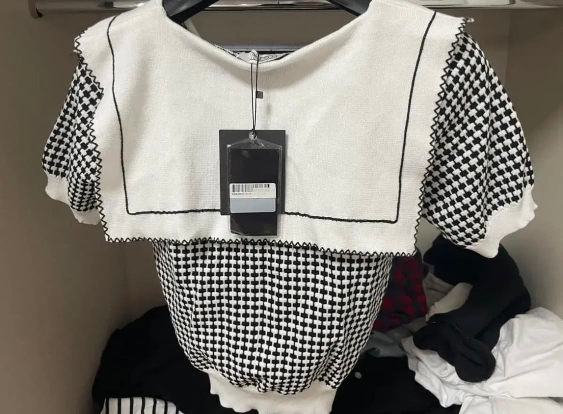 egoist 에고이스트 반팔 크롭 니트 블라우스 상품이미지2