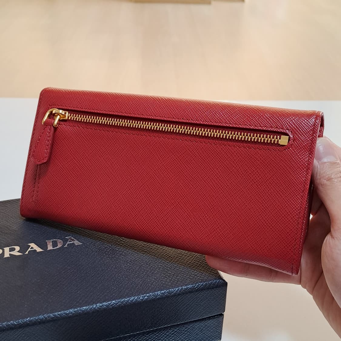 [100%/정품] 프라다 사피아노 레더 지갑 빨간색, 프라다장지갑 상품이미지3