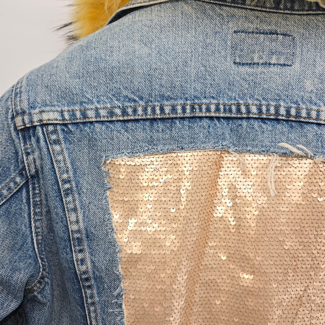 Y2K luxury mood 빈티지 스타일 데님 퍼 자켓 상품이미지7