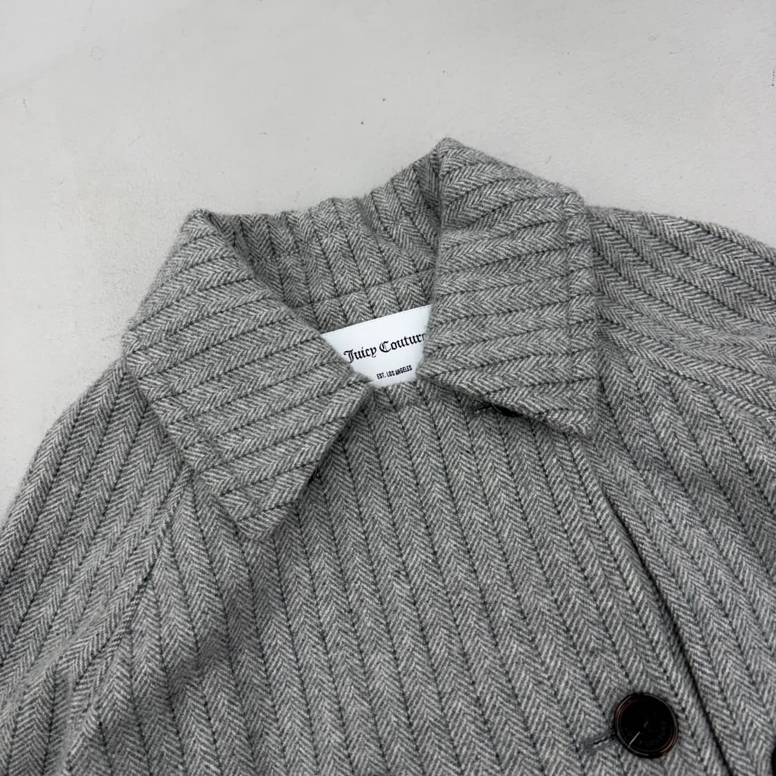 *새상품* 쥬시꾸뛰르 벨티드 스트라이프 트위드 코트 상품이미지4
