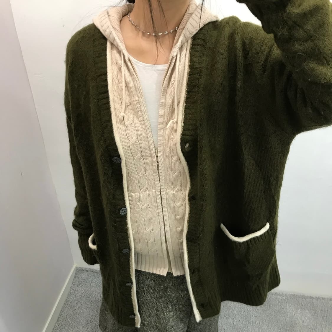 포인트 니트 롱 가디건 상품이미지3