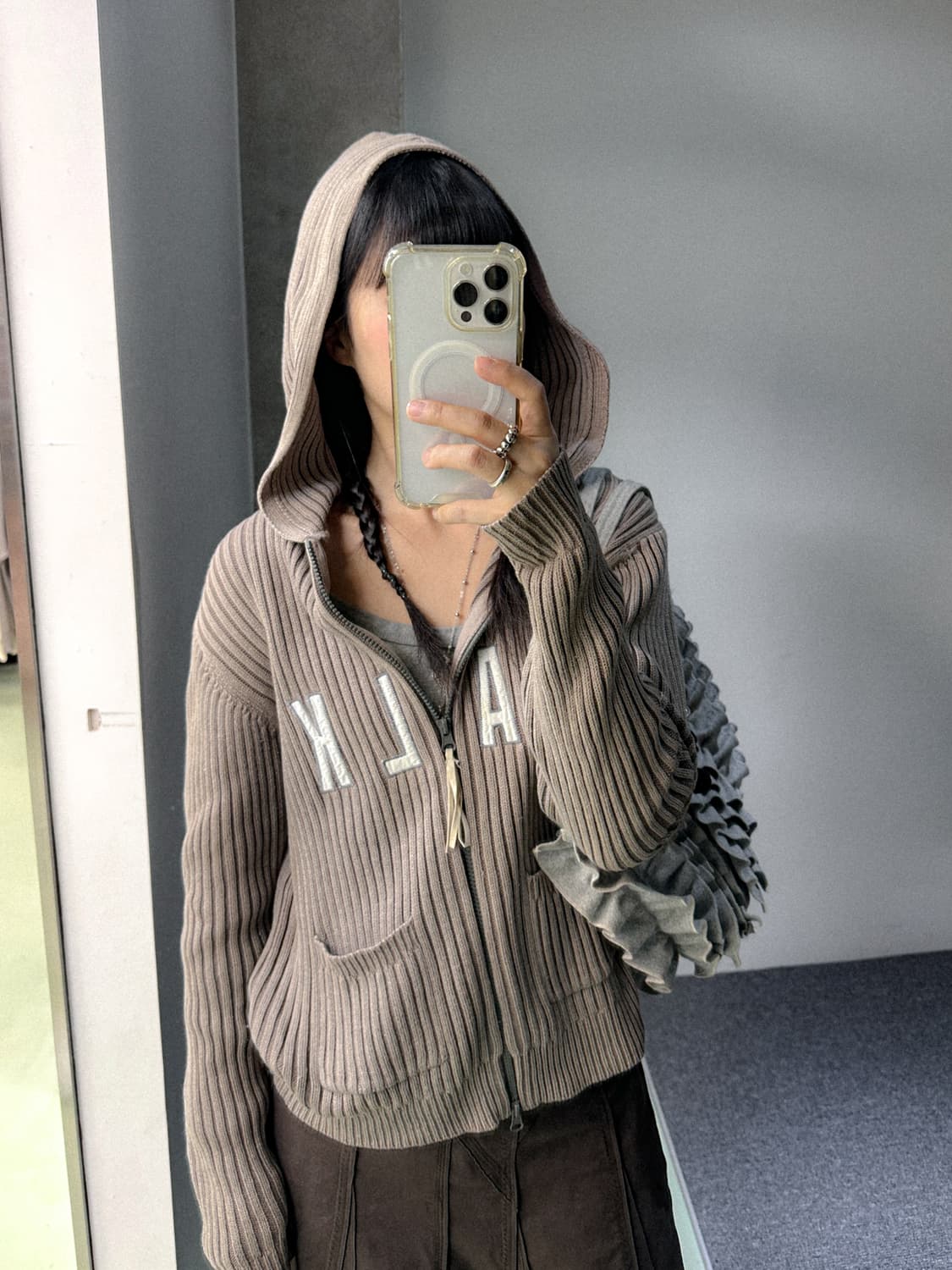 comme ca walk ribbed washed zip knit 상품이미지4