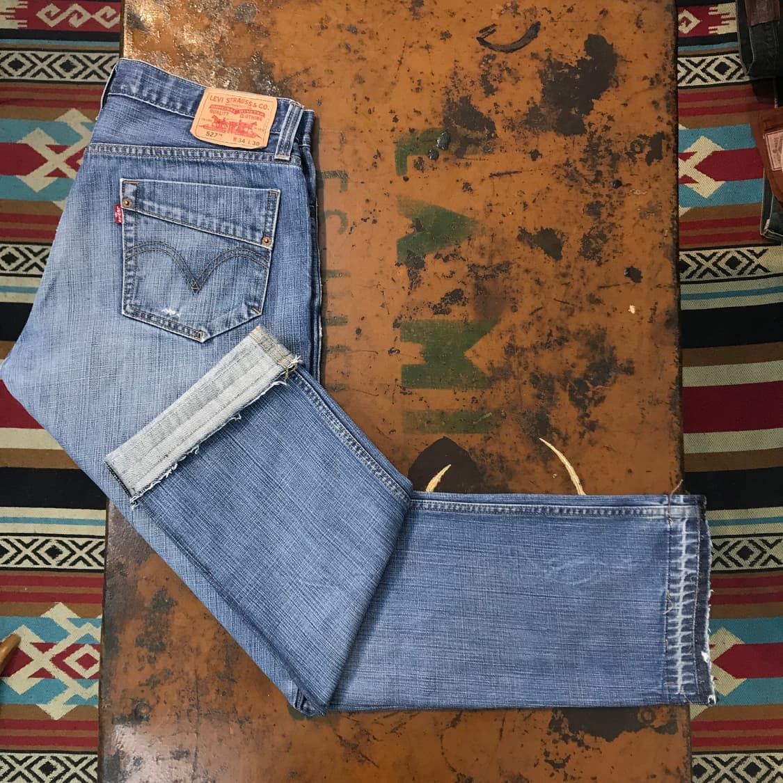 리바이스 527 연중청 워시드 컷오프 데님 팬츠 허리 33  상품이미지2