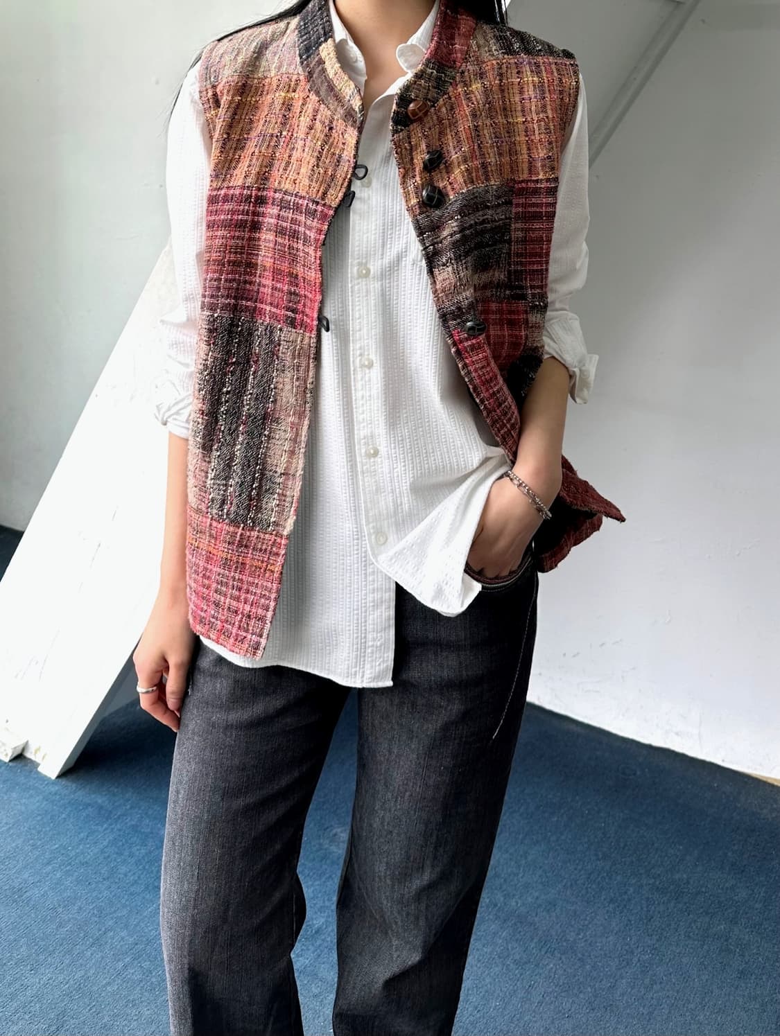 Nep woven fabric design gilet 상품이미지9