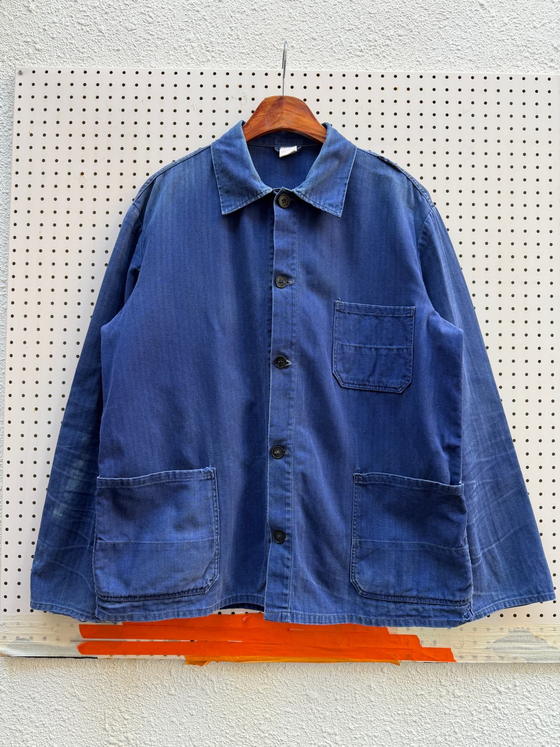 HARD FADED WASHED BLUE 페이드 헤링본 프렌치워크자켓 상품이미지1