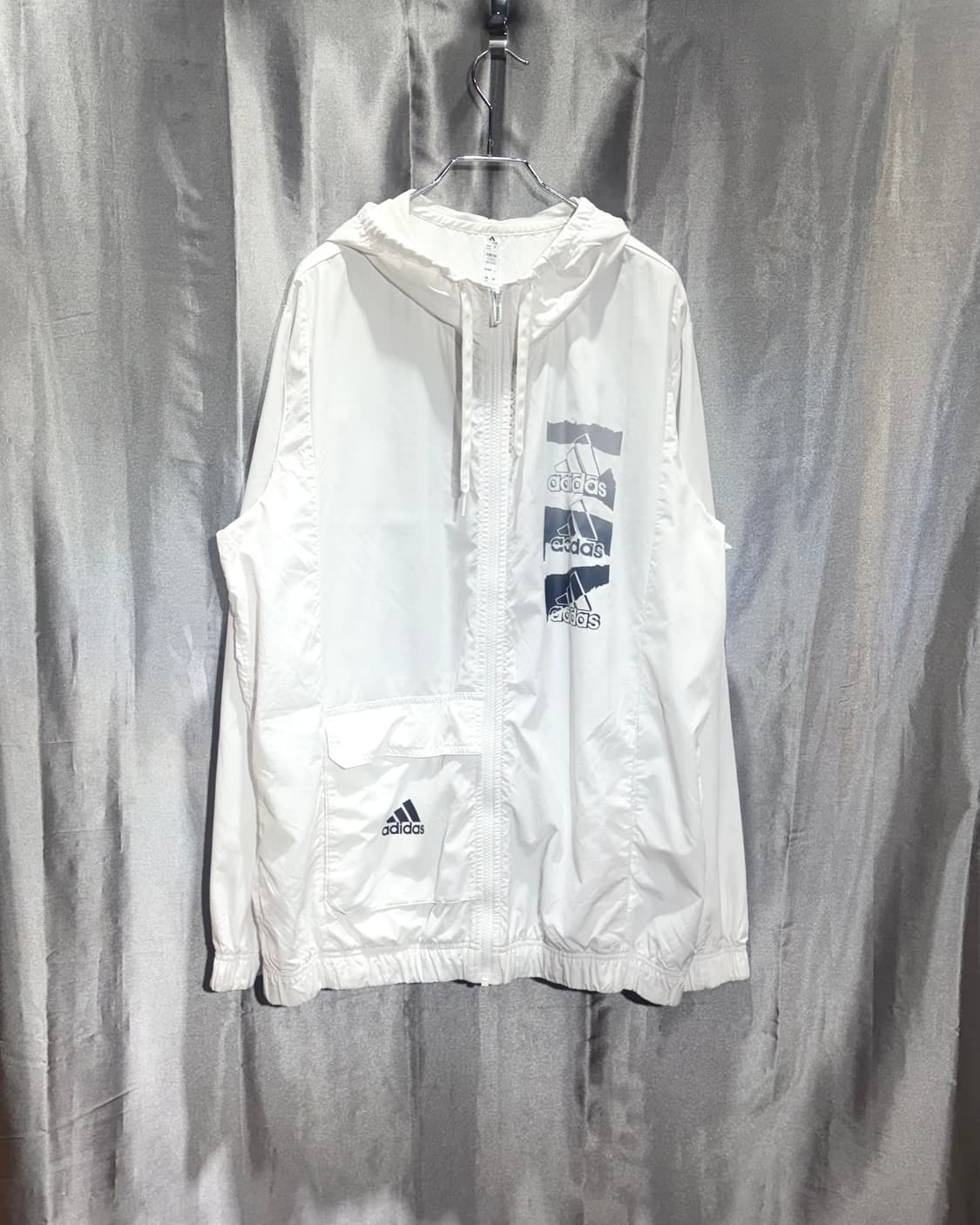 3XL 아디다스 삼선 페이딩 로고 화이트 후드 바람막이 상품이미지2