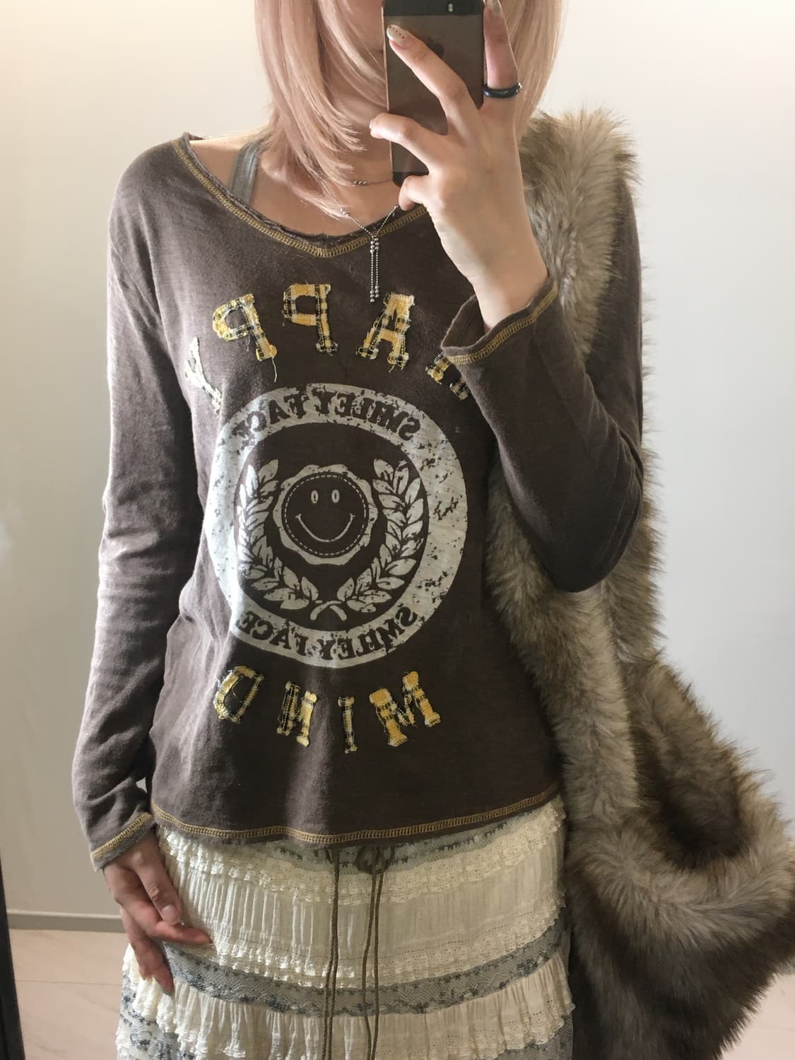 jpn vintage brown nerd patch t shirt 상품이미지7