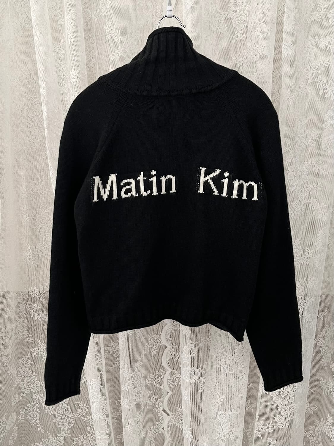 S)마뗑킴 캐시미어 니트 집업 가디건 로고 블랙 상품이미지1