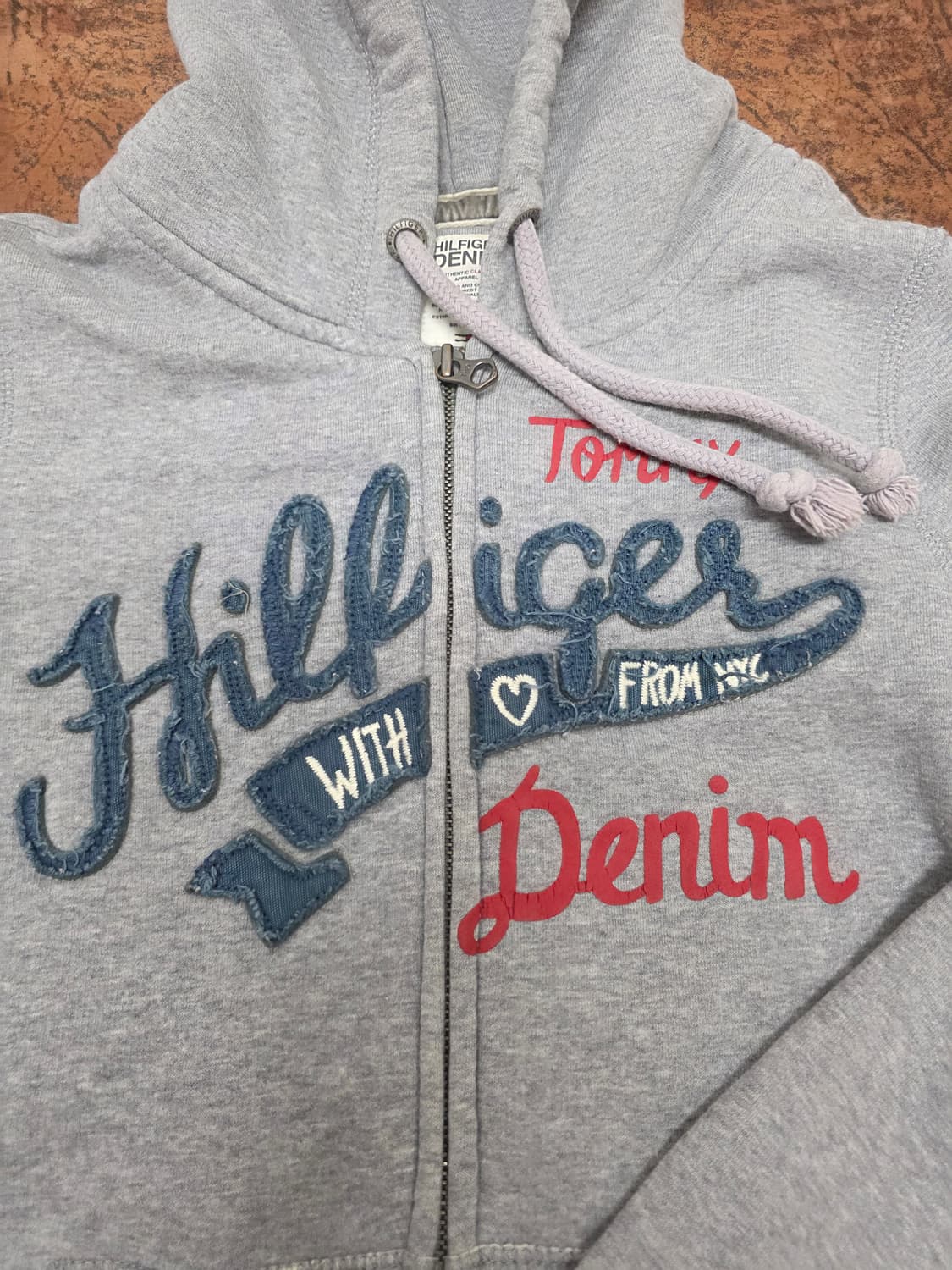 타미힐피거 아플리케 자수 기모 후드집업 S 상품이미지3