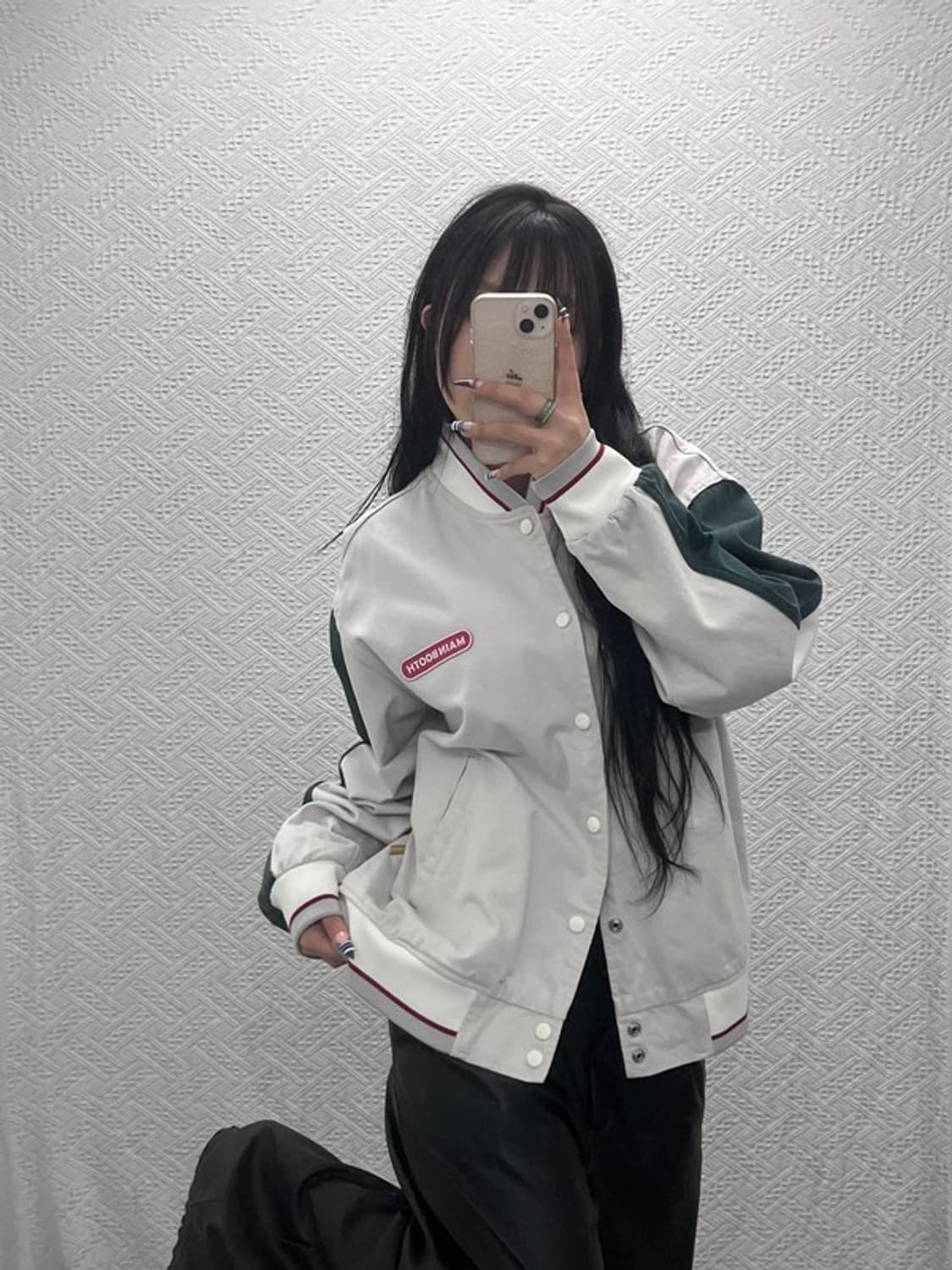 메인부스 레트로 빈티지 슬리브 배색 바시티자켓 105 C07691 상품이미지1