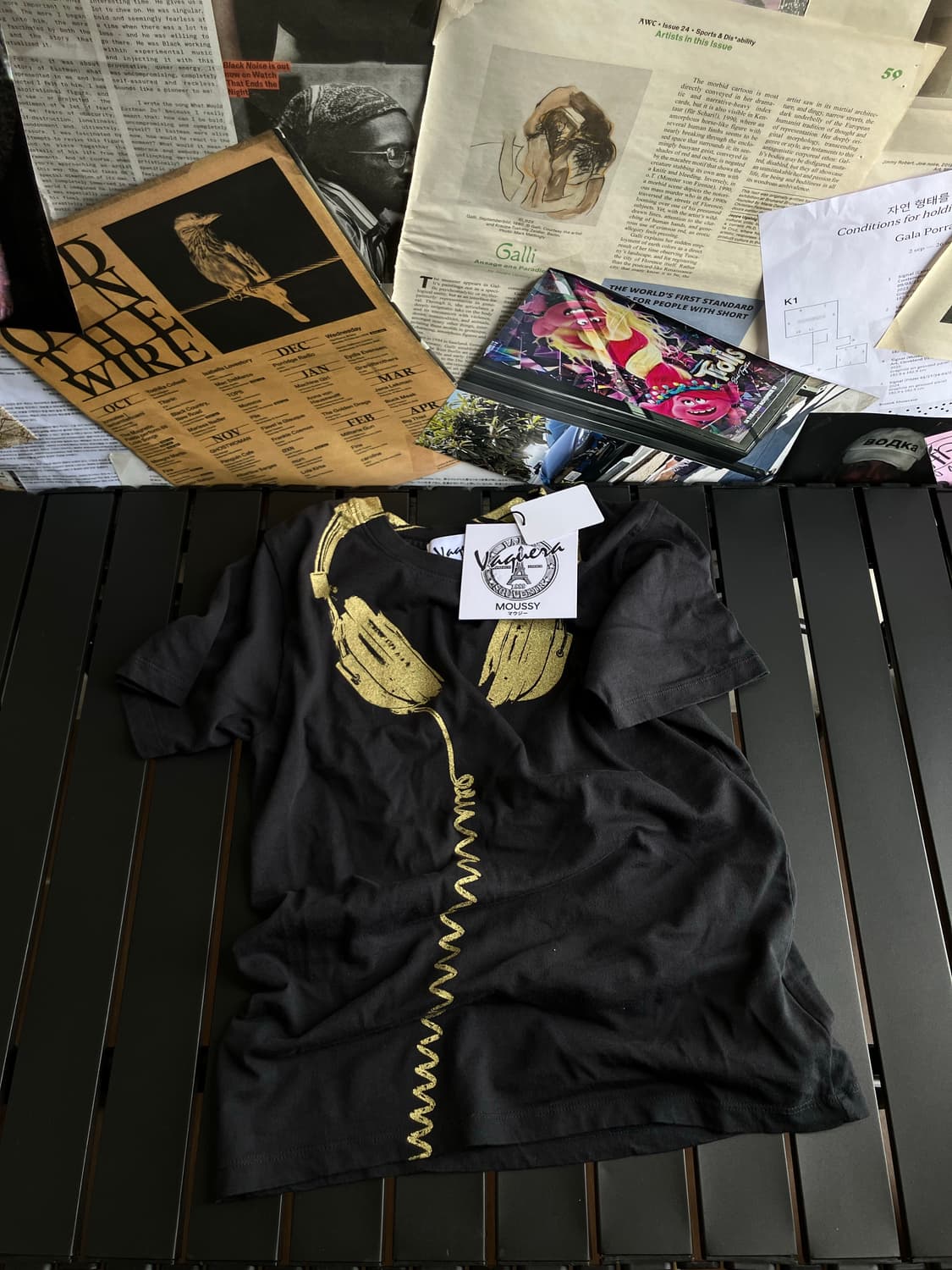[S] 바퀘라 X Moussy 헤드폰 베이비 티셔츠 블랙 상품이미지4