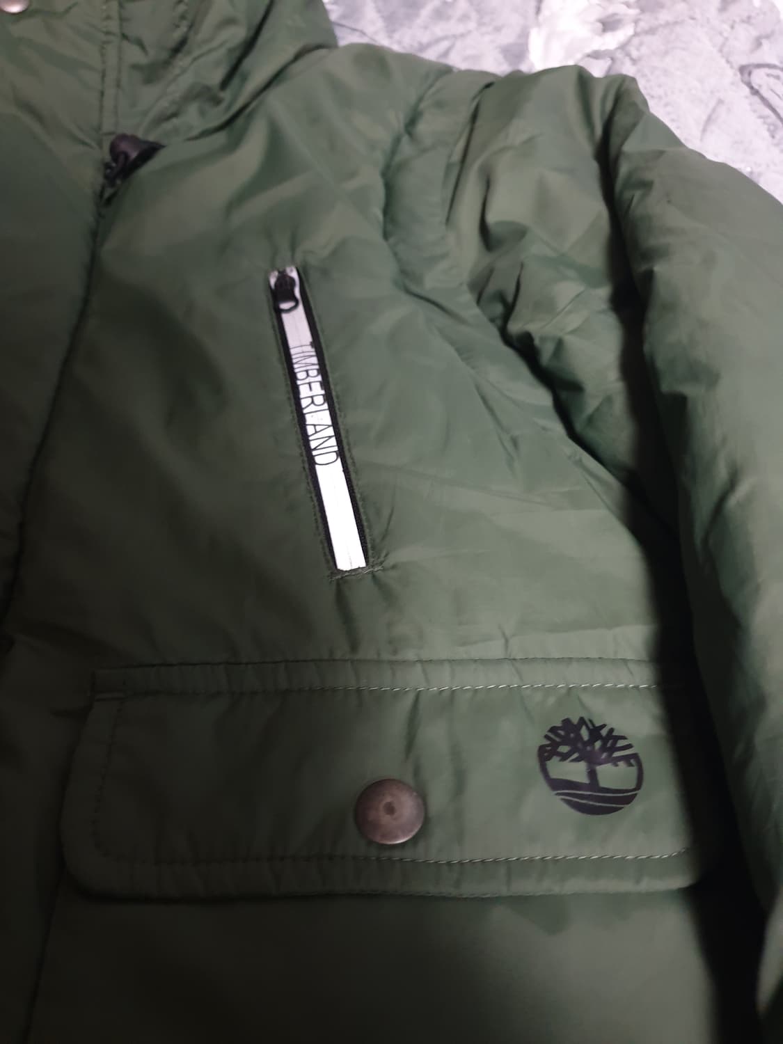 팀버랜드 키즈 안감기모 퍼 후드 패딩 카키 (138) 상품이미지3