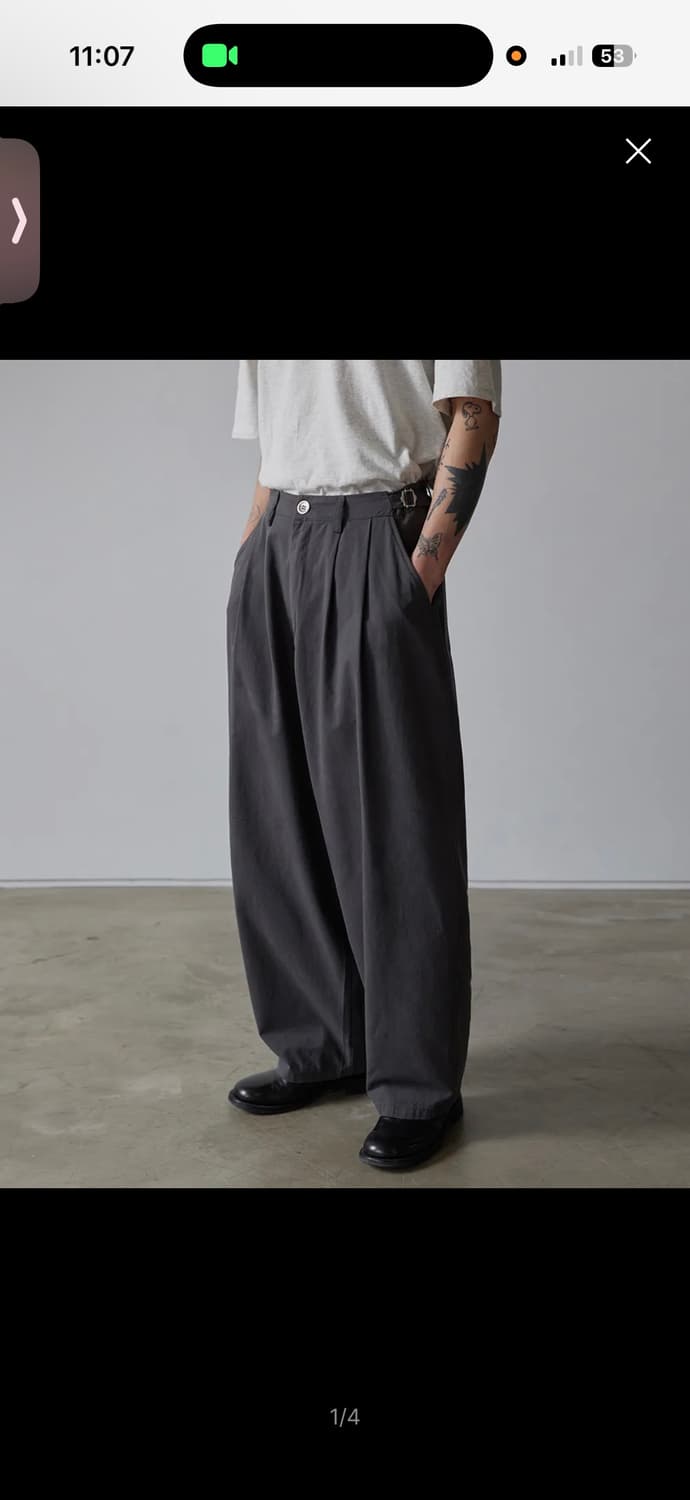 데일리룸 x 후브스 가먼트 워시드 투턱 팬츠 차콜 M 상품이미지1