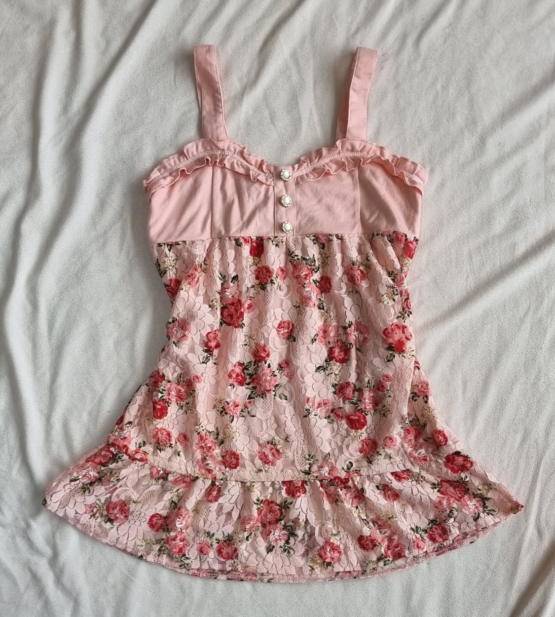 레이스 플라워 튜닉 미니원피스 상품이미지1