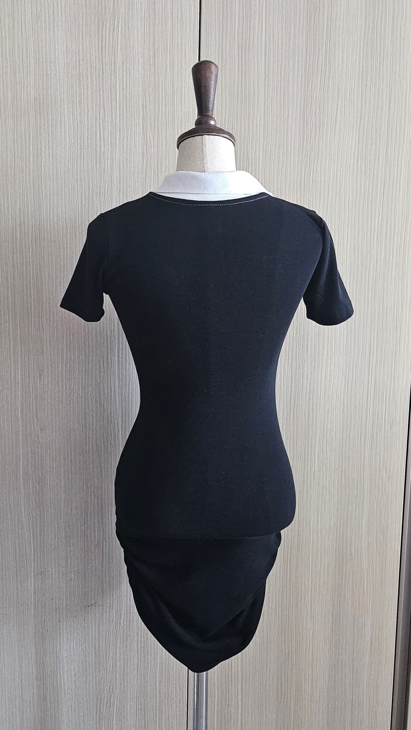 Cos 감성 흰검 배색 카라 미니원피스S 상품이미지5