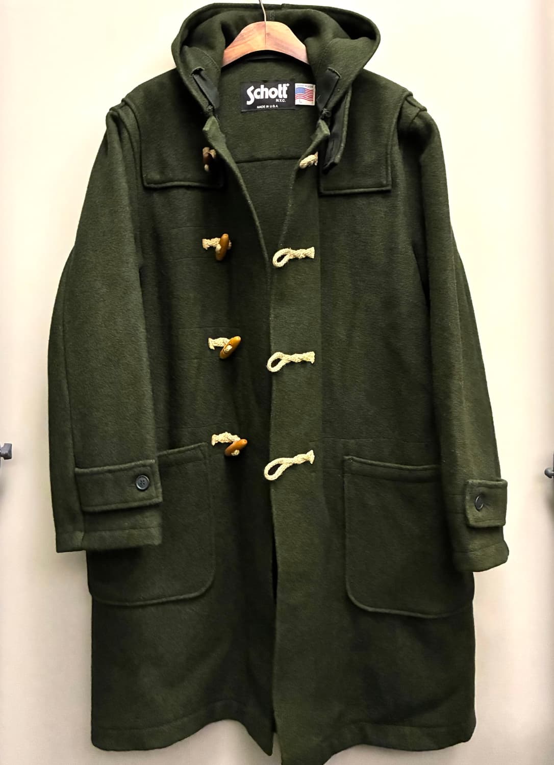 (L/105)Schott USA 쇼트 울 더플코트 떡볶이코트 올리브그린 상품이미지9