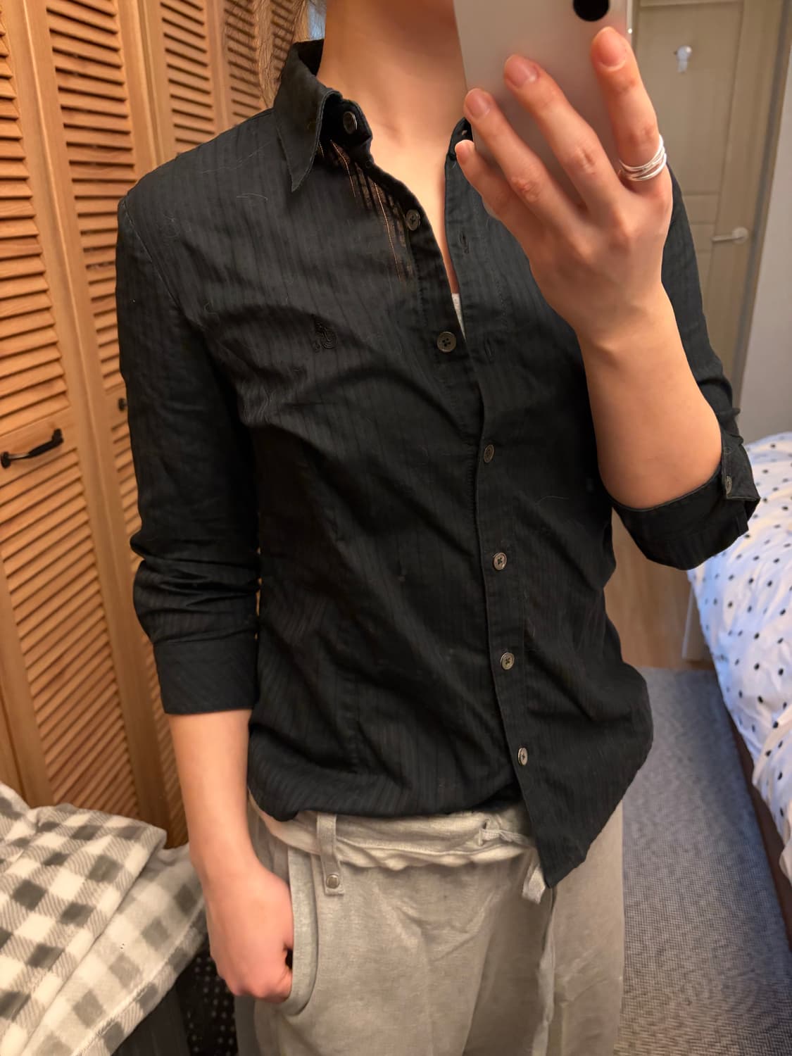 빈폴 7부 셔츠 블랙 슬림핏 상품이미지1