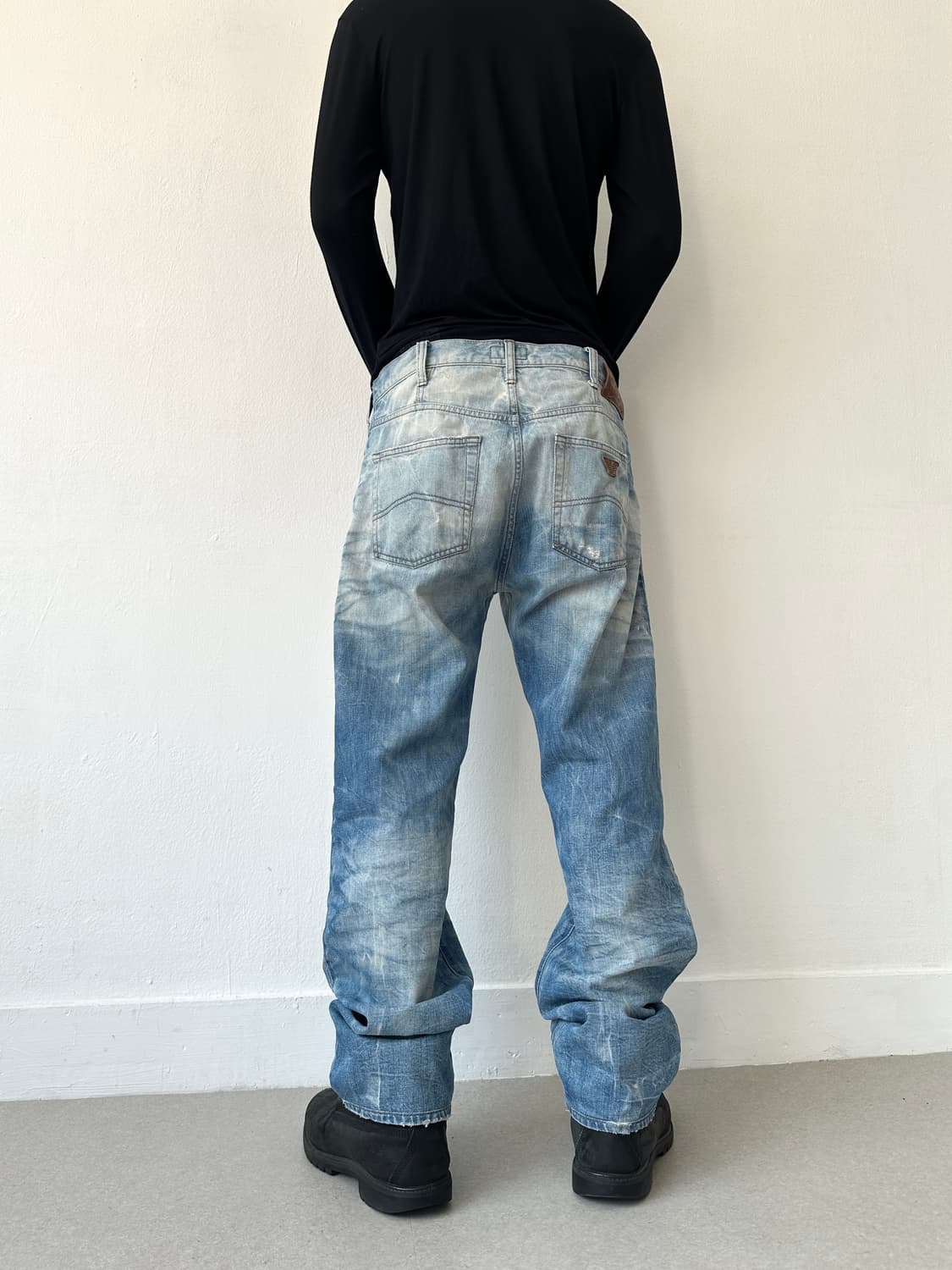 알마니 2000s 디스트로이드 블루 워싱진 상품이미지3