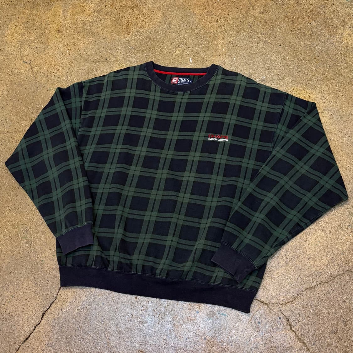 레어 90s 미국 빈티지 챕스 랄프로렌 체크 맨투맨 상품이미지2