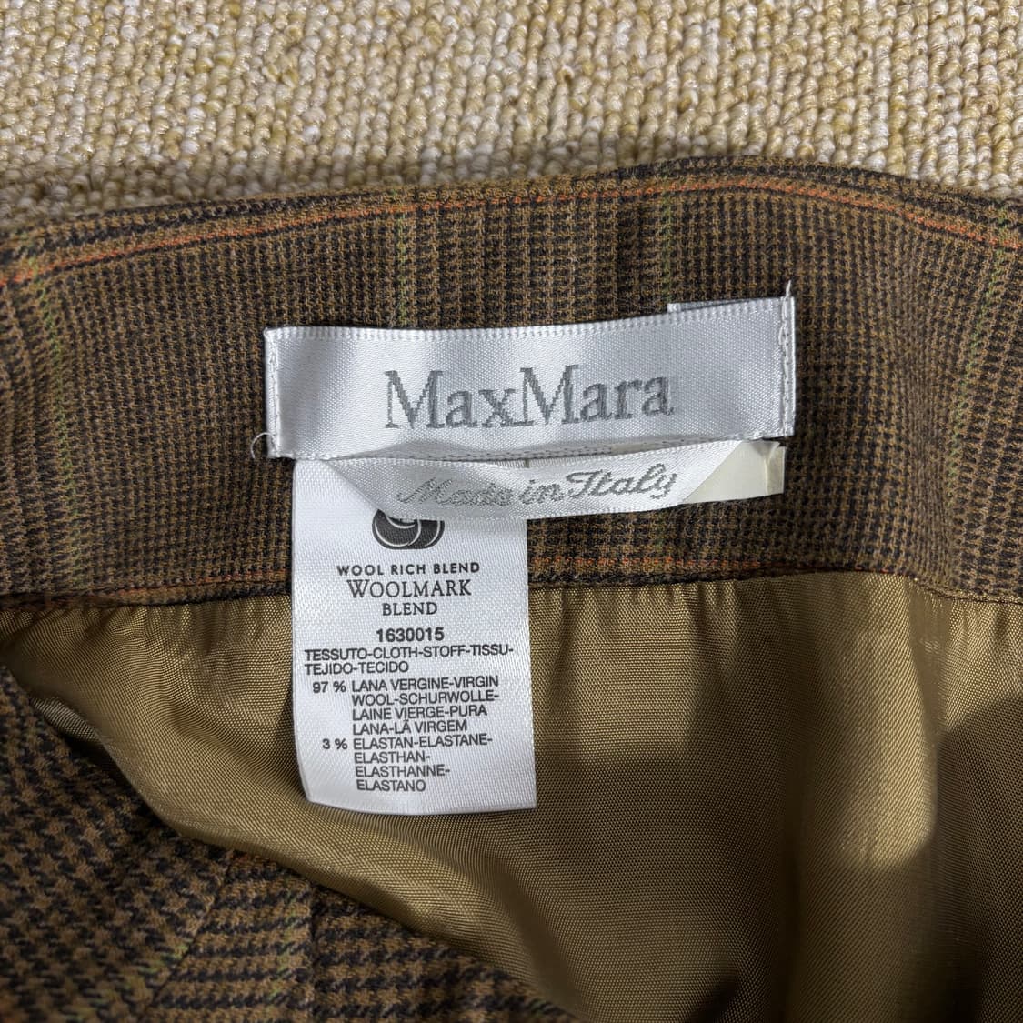 막스마라 베이지 블랙 글렌 체크 울 혼방 H라인 스커트(Free) 상품이미지4