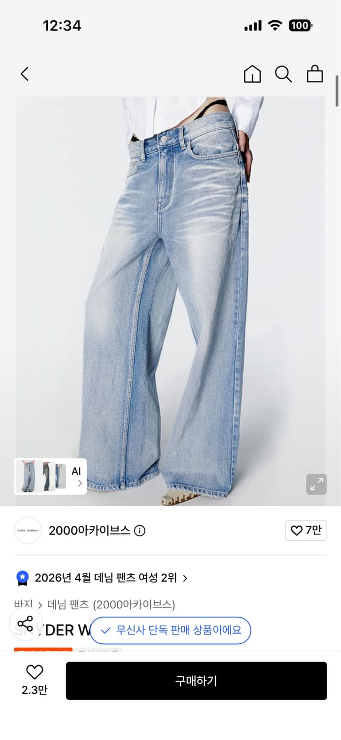 2000아카이브스 SNYDER WIDE DENIM (BLUE) 상품이미지4