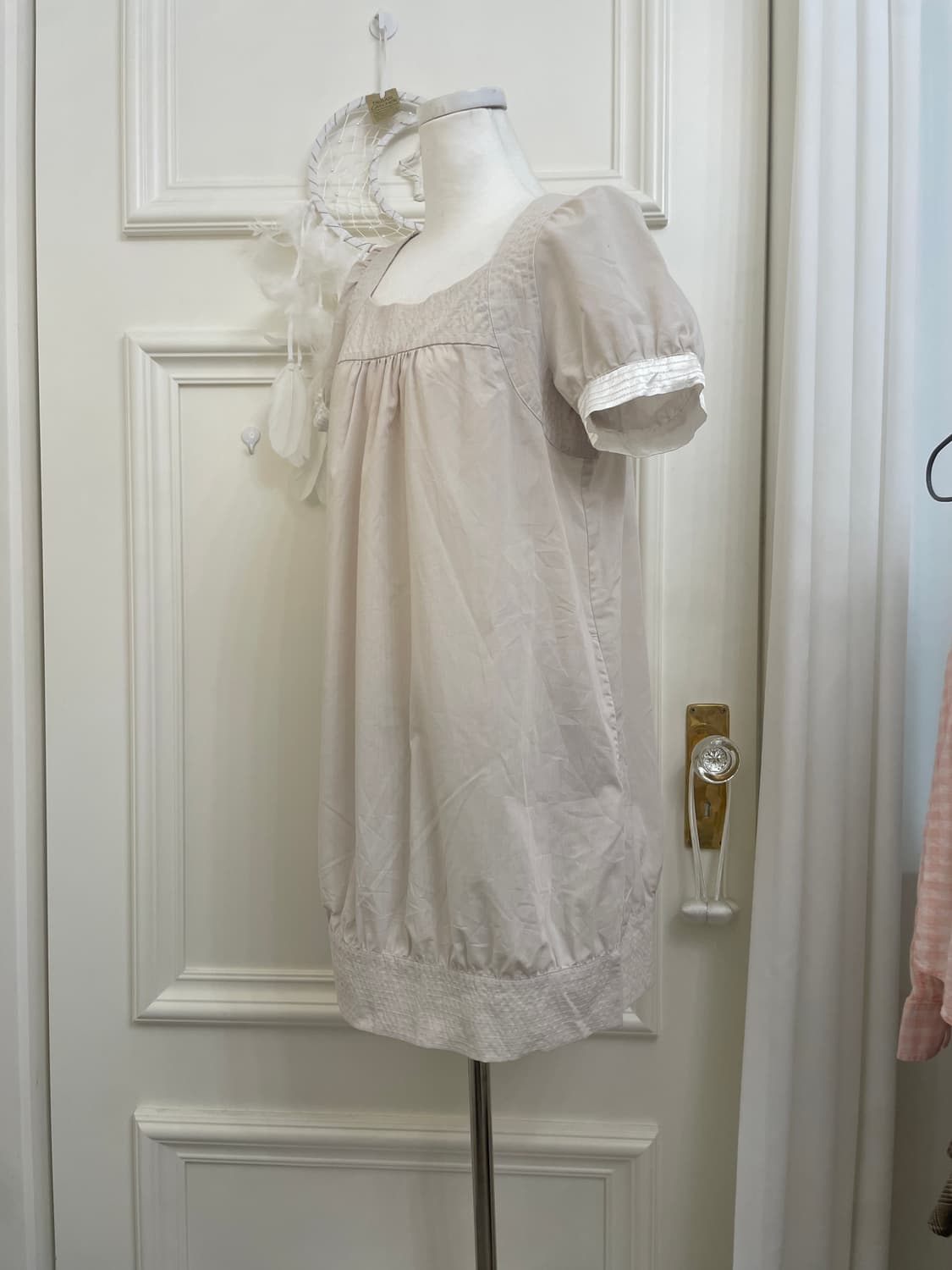 beige satin point pocket summer mini opc 상품이미지2