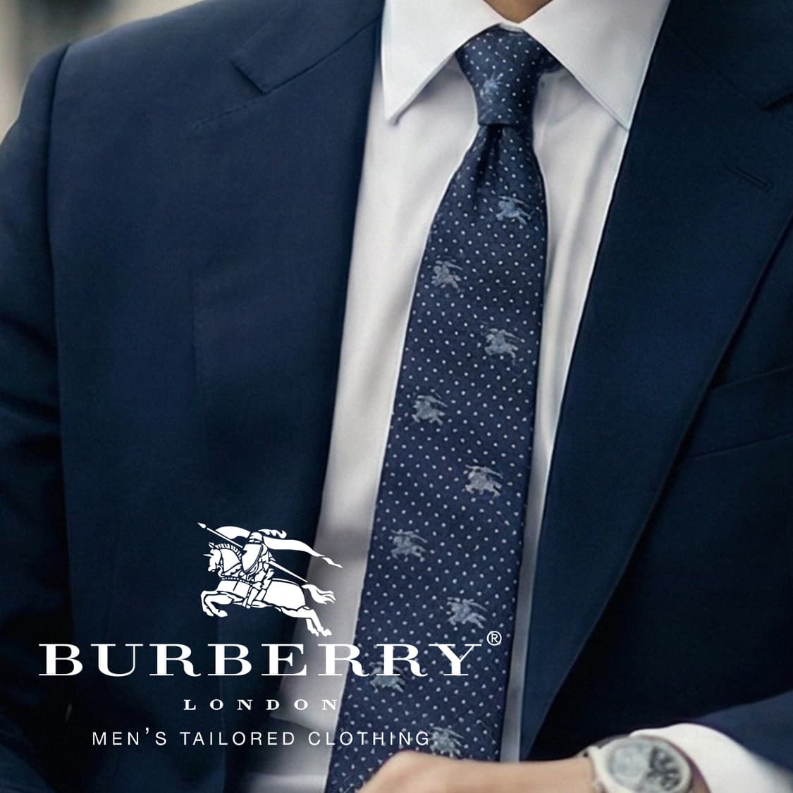 버버리 실크 기마사 로고 패턴 넥타이 8.4cm A~B등급 K2077 상품이미지1
