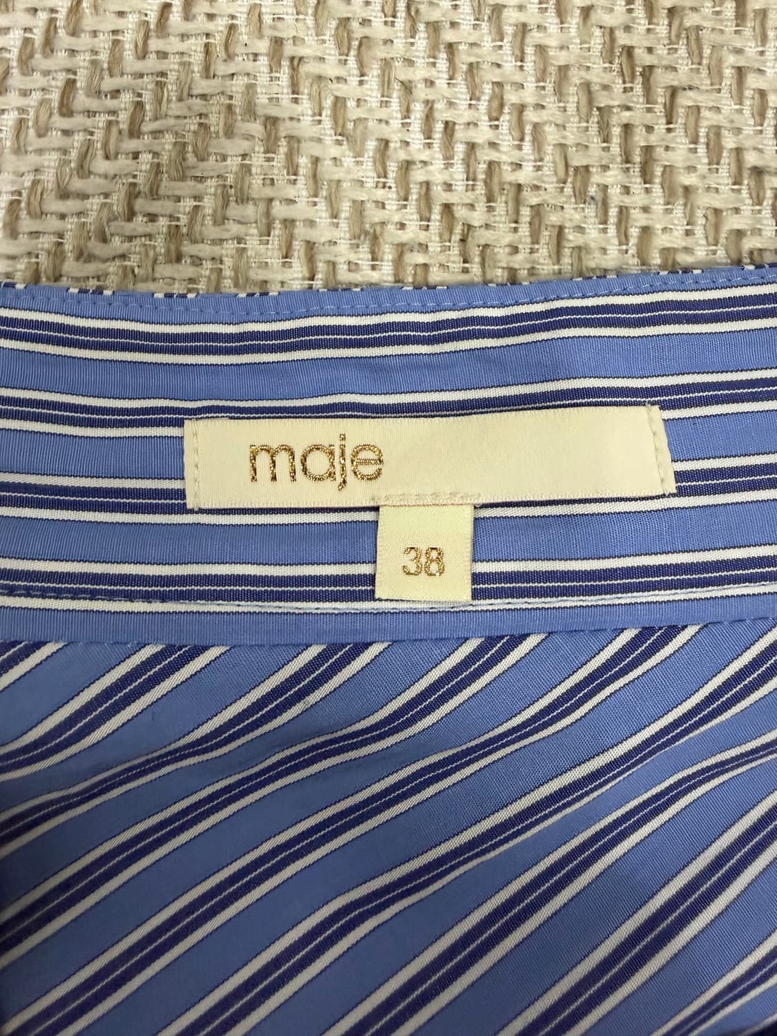 정품) 마쥬 블루 스트라이프 롱 스커트 38 상품이미지6