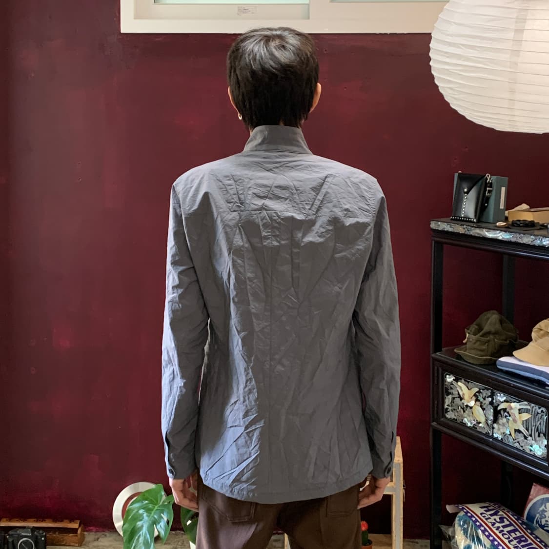 립 반 윙클 비대칭 염축가공 스윙 탑 블루종 상품이미지5