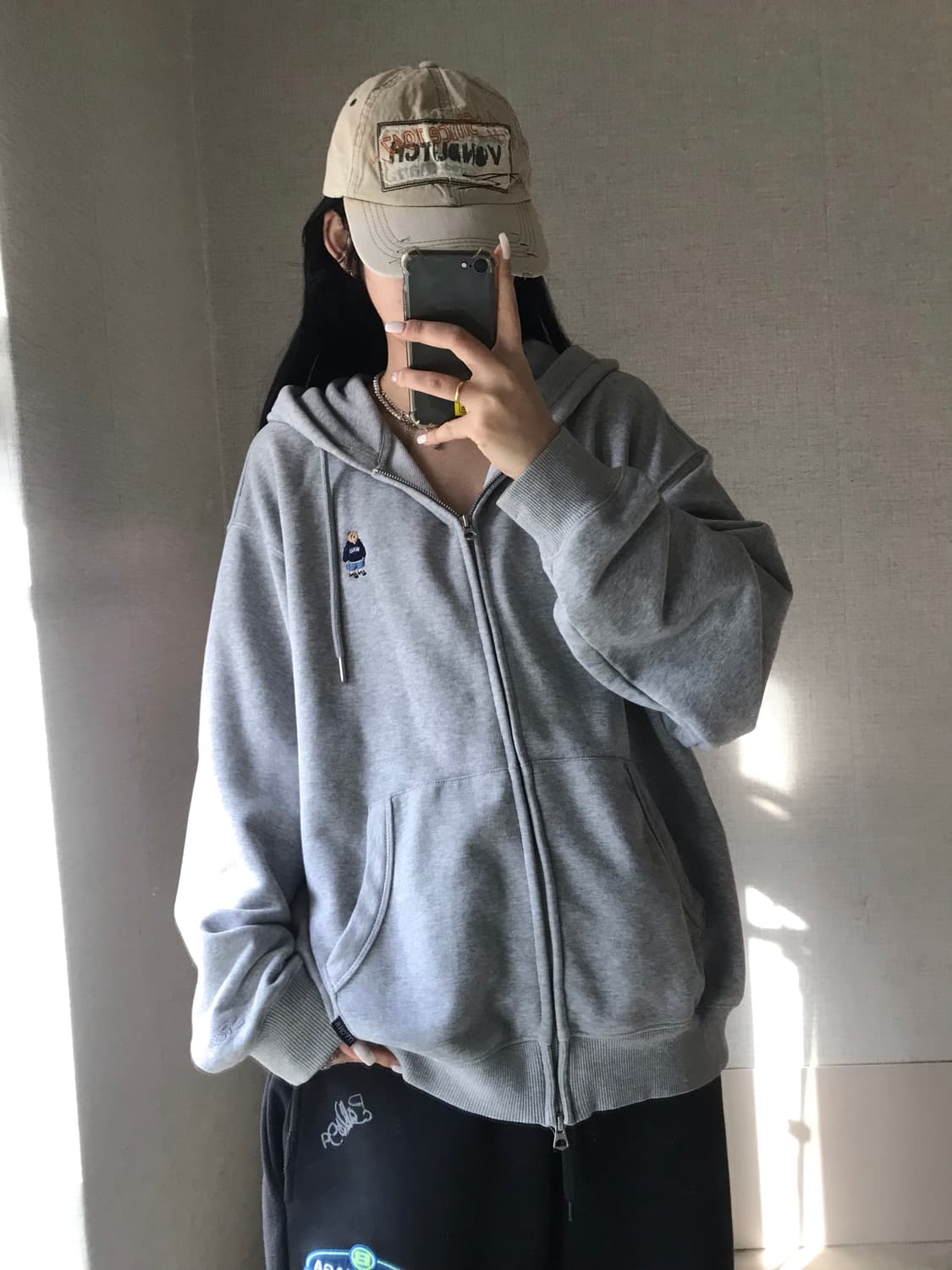 후아유 그레이 베어 후드집업 상품이미지3