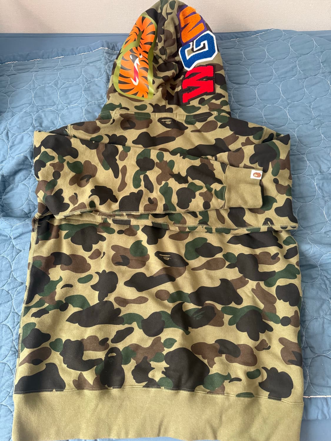 베이프 퍼스트 카모 샤크 풀 집 더블 후드 그린 상품이미지3